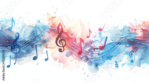 hand-drawn musical notes, c...