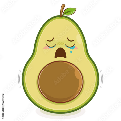 avocado crying face cartoon cute