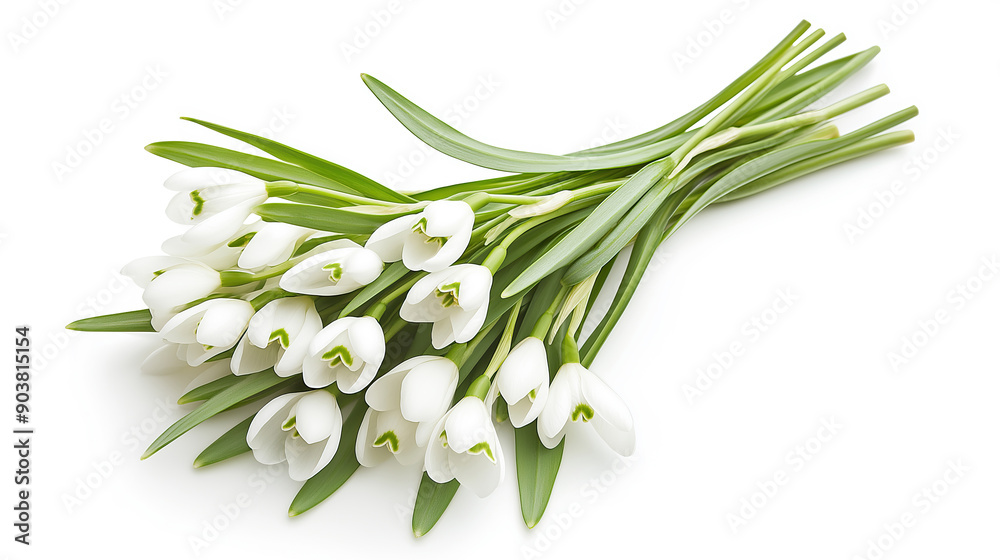snowdrop flower bouquet bunch on white background snowdrop flower bouquet bunch on white background