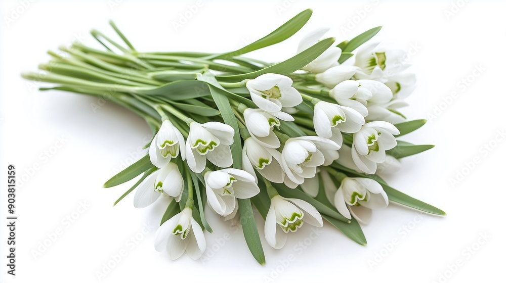 snowdrop flower bouquet bunch on white background snowdrop flower bouquet bunch on white background