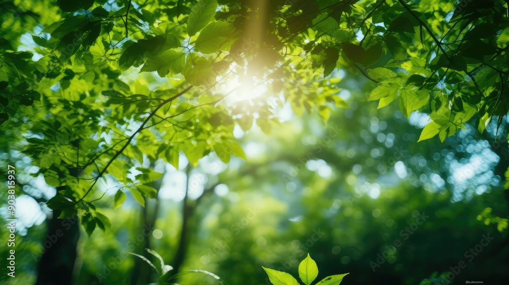 Fototapeta premium leaves blurry green background