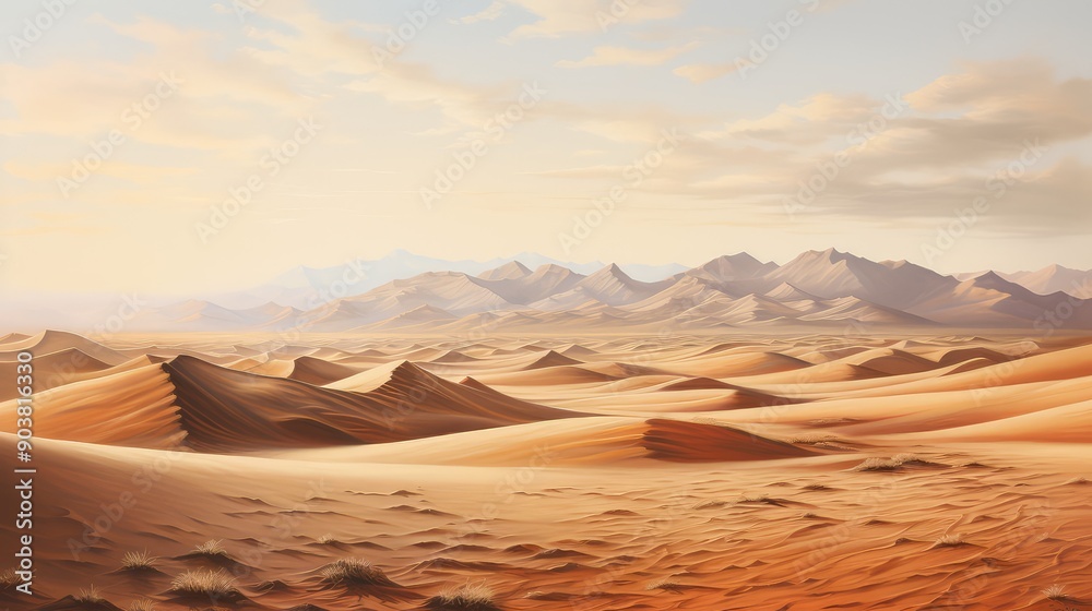 Naklejka premium sand landscape oil painting