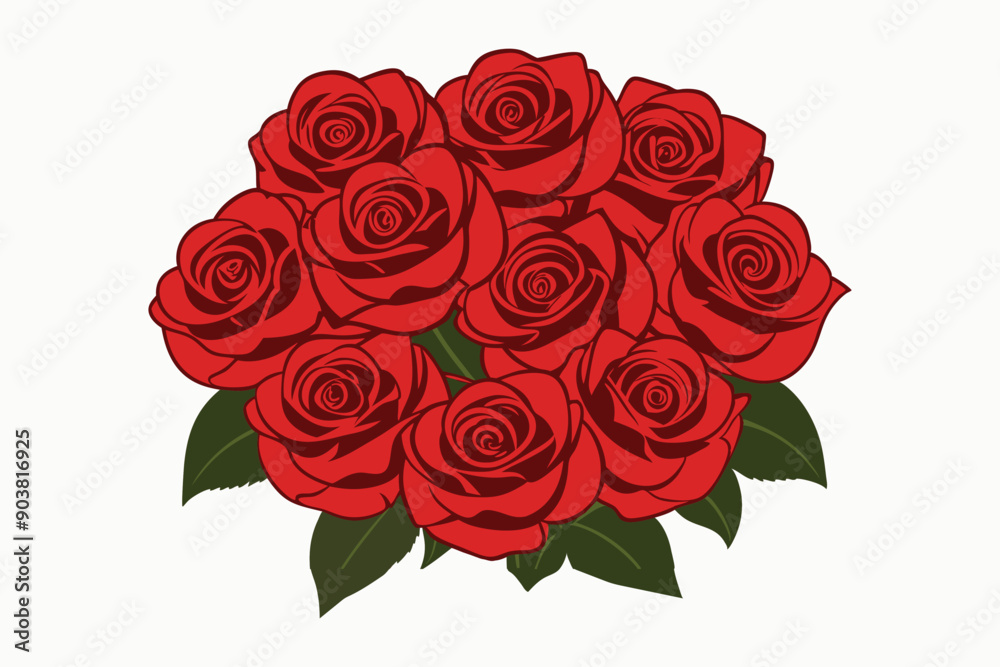 Obraz premium A red rose bouquet blooms with floral beauty, a gift of love and romance