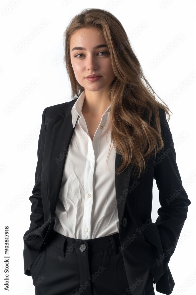 A businesswoman wearing formal suit isolated created with Generative AI A businesswoman wearing formal suit isolated created with Generative AI