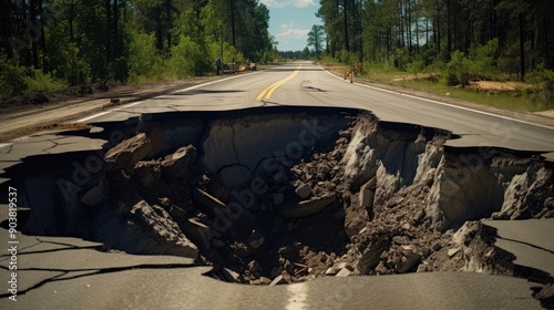 collapse road broken