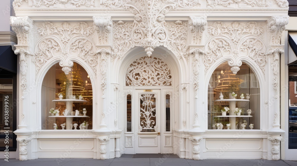 Obraz premium carvings white store front