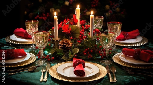 holly christmas table top