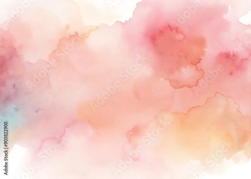 watercolor pink background. watercolor background with clouds © Daken Design