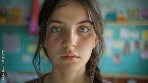 A close-up portrait of a yo...