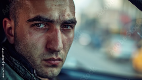 A close-up portrait of a yo...