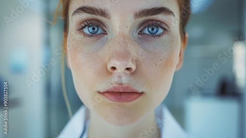 A close-up portrait of a yo...