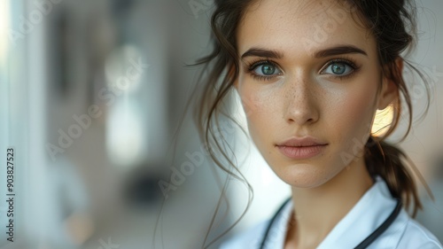 A close-up portrait of a yo...