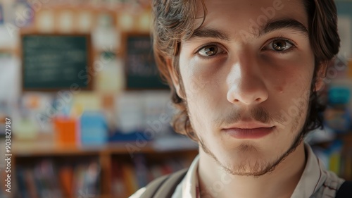 A close-up portrait of a yo...