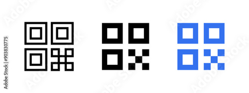 QR code icon. QR scanner vector illustration. Barcode symbol. Mobile scan outline sign isolated.