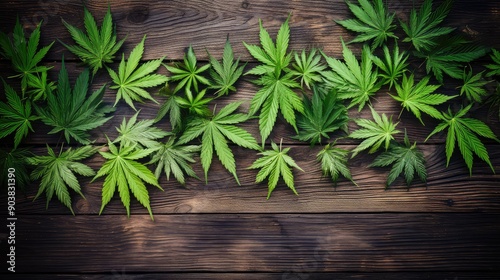 table cannabis leaves background