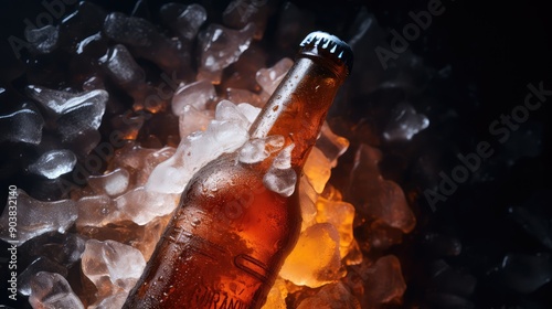 bottle beer on ice photo