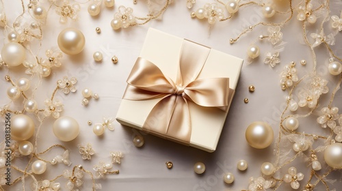 gold gift box flat lay