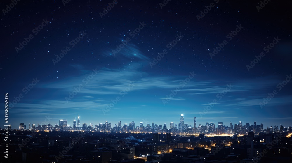 Fototapeta premium city clear blue night sky
