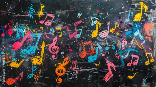 chalk-sketched musical symbols