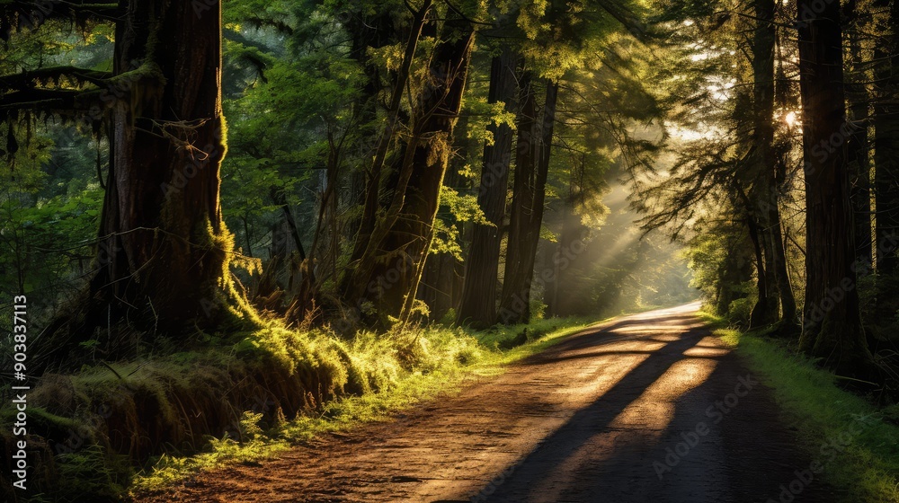 Obraz premium trees field road