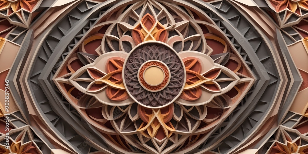 Abstract 3D Mandala with Geometric Patterns. Abstract 3D Mandala with Geometric Patterns.