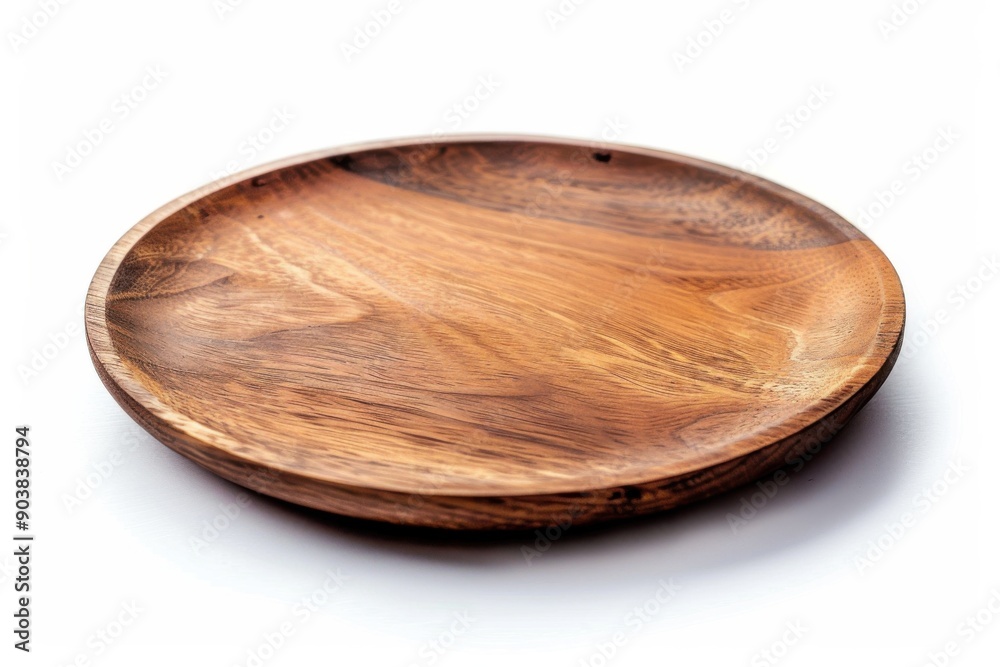 Wood Plate on White Background. Isolated Wooden Tray for Dish or Display Wood Plate on White Background. Isolated Wooden Tray for Dish or Display