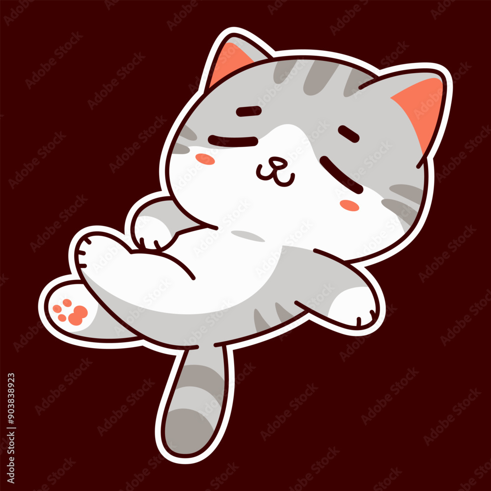 Fototapeta premium cute and lazy orange cat illustration for t-shirt print or sticker