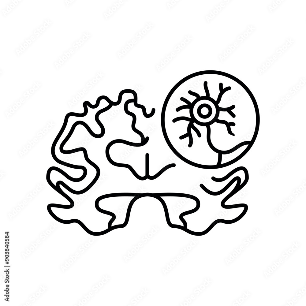 Alzheimer's disease line black icon. Signs for web page, mobile app, Alzheimer's disease line black icon. Signs for web page, mobile app,