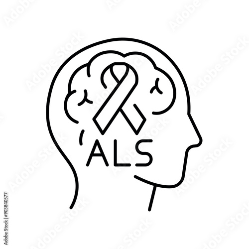 Amyotrophic lateral sclerosis line black icon. Sign for web page, mobile app,
