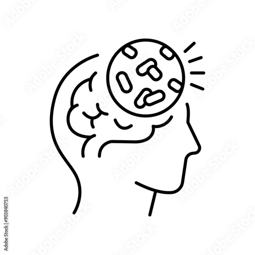 Meningitis line black icon. Sign for web page, mobile app,