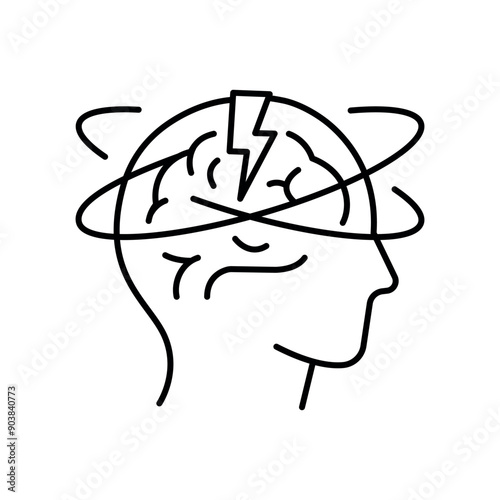 Migraine line black icon. Sign for web page, mobile app,