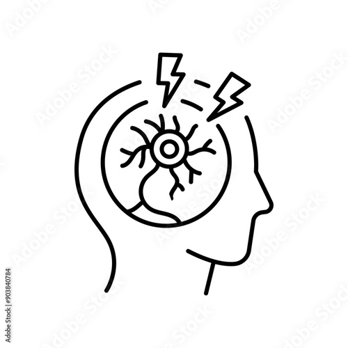 Multiple sclerosis line black icon. Sign for web page, mobile app,