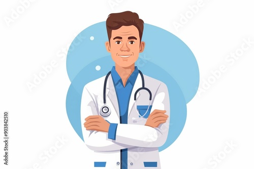 Male doctor avatar icon with folded arms symbolizing healthcare professionals and patient confidence.