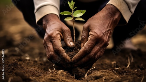 environment african american planting trees