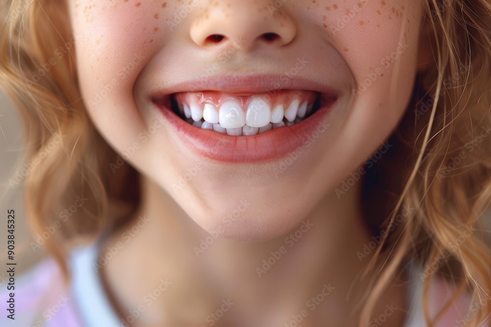 Fototapeta premium Close-up of a Smiling Girl's Face