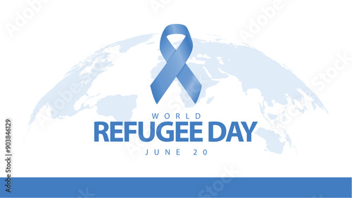 World refugee day. Vector illustration of awareness ribbon. Suitable for banners, web, social media, greeting cards etc