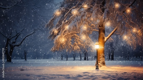 stlamp snowy tree photo