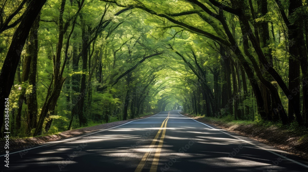 Obraz premium canopy long straight road