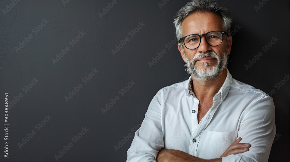 Portrait of an elderly man with a beard, gray hair and glasses Headshot of friendly senior man Portrait of an elderly man with a beard, gray hair and glasses Headshot of friendly senior man