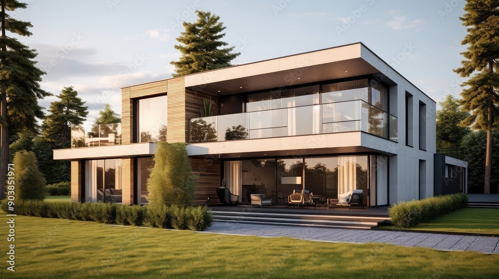 Fototapeta premium glass 2 story house