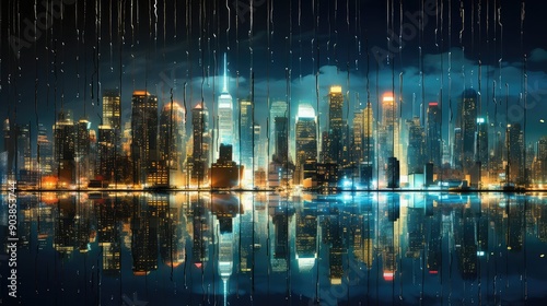 skyscrapers shimmering lights