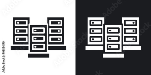 Data center solid icon set.