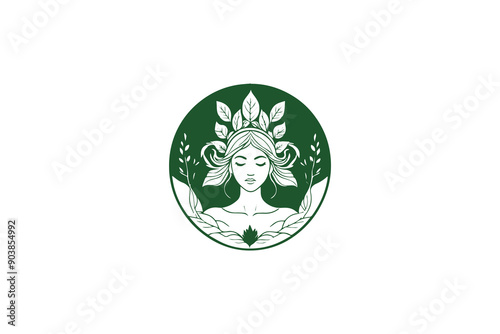 nature goddess logo in circle