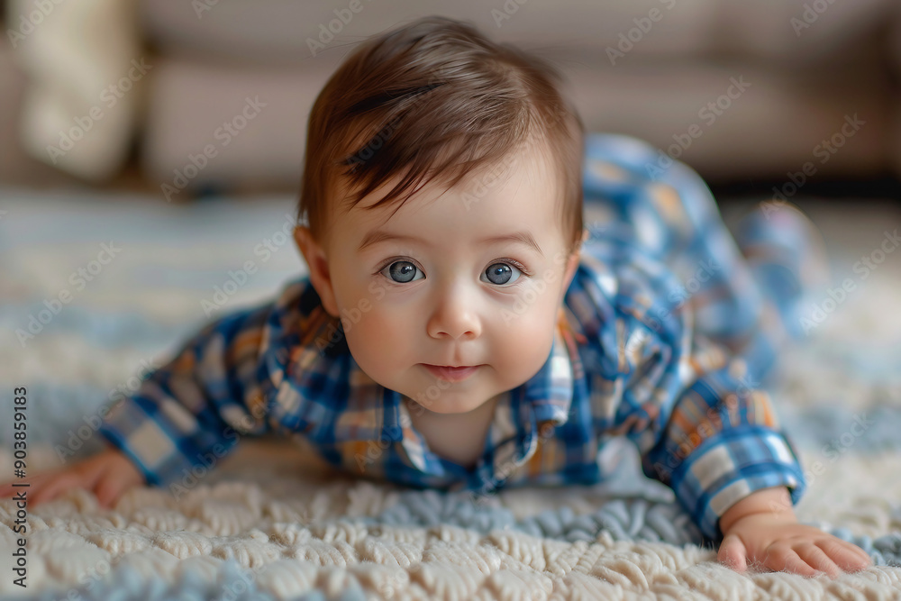 AI generated portrait of cute adorable funny child baby crawling on floor AI generated portrait of cute adorable funny child baby crawling on floor