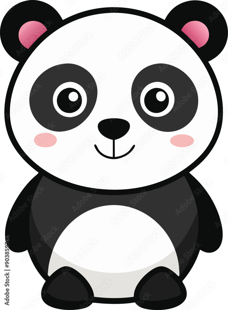 Fototapeta premium Panda vecto silhouette white background 