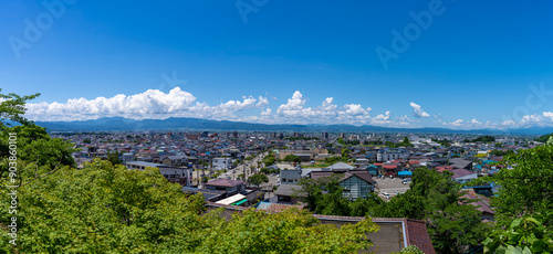 さざえ堂から見た会津若松市のパノラマ風景