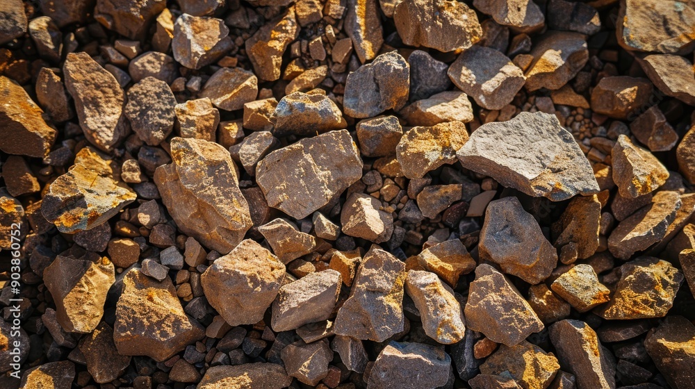 Brown crushed stone in sunlight Brown crushed stone in sunlight
