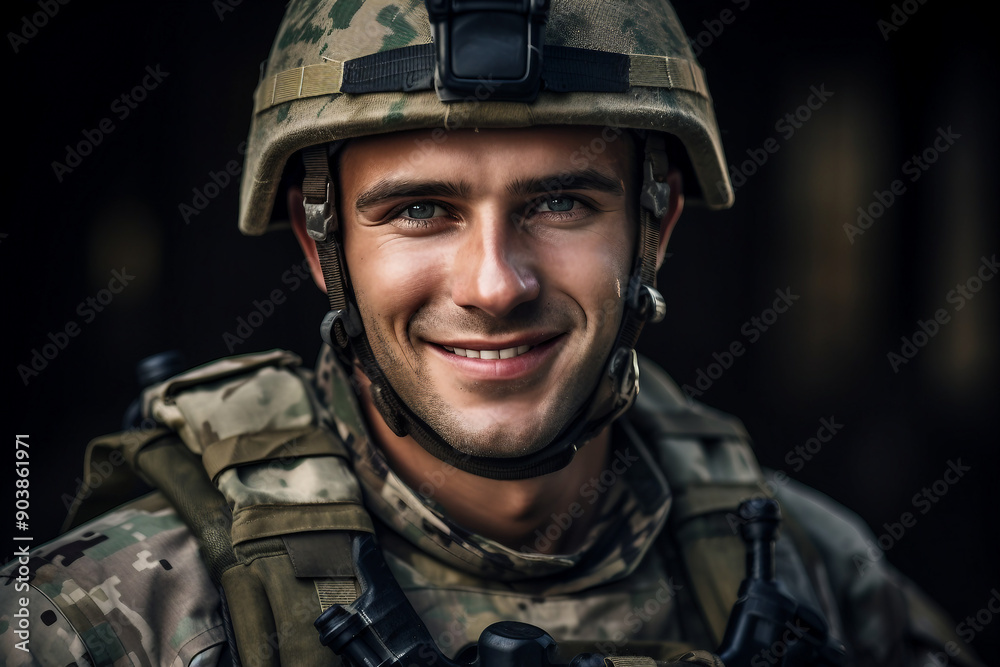 Closeup portrait of soldier in uniform and armor during a battle generative ai Closeup portrait of soldier in uniform and armor during a battle generative ai