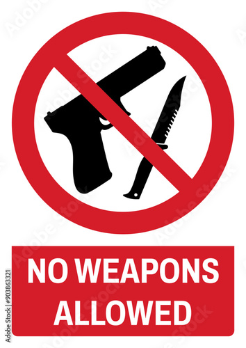 ISO prohibition safety signs_no weapons allowed size a4/a3/a2/a1