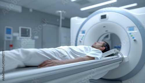 Patient Lying on CT Scan Bed